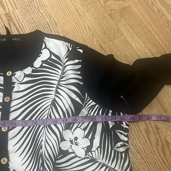 LAUREN RALPH LAUREN CASHMERE NWOT SILK TROPICAL PRINT FRONT SWEATER SIZE‎ 3X - Picture 6 of 7